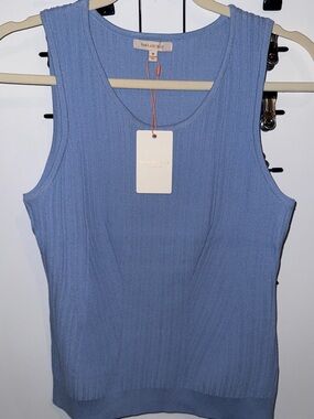 Skies Are Blue Women’s Ribbed Light Blue Tank Top